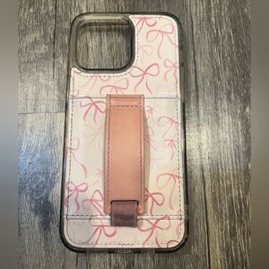 Walli iPhone 15 Pro Max Wallet Phone Case in Rosy Ribbons Print Vegan Leather